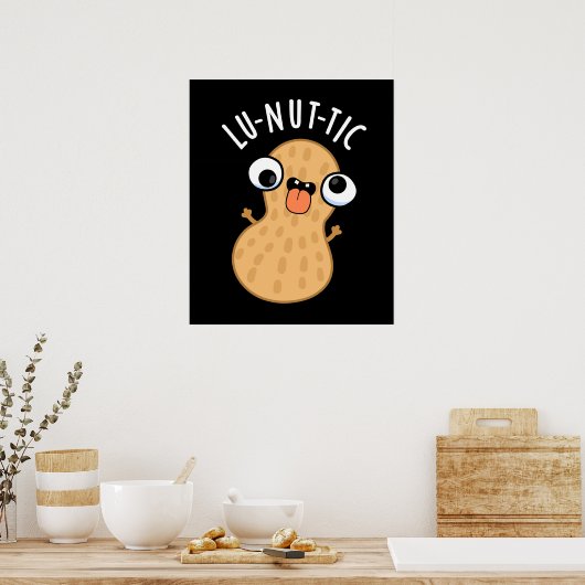 Lu-nut-ic grappige pindasaus donker BG Poster (Keuken)