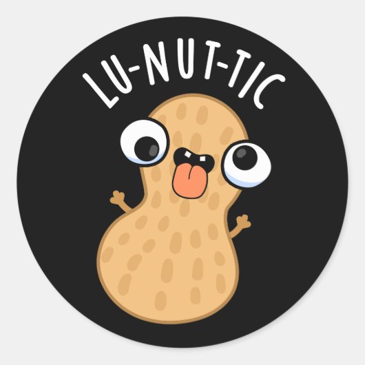 Lu-nut-ic grappige pindasaus donker BG Ronde Sticker (Voorkant)