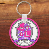 Luana letter L, de roze leeuw Sleutelhanger (Voorkant)