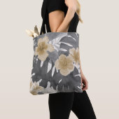 Luana Waterverf Tropical Grey Bloemen Strandtas Tote Bag (Dichtbij)