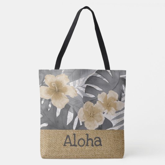 Luana Waterverf Tropical Grey Reverse Beach Bag Tote Bag (Voorkant)