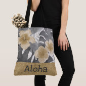 Luana Waterverf Tropical Grey Reverse Beach Bag Tote Bag (Dichtbij)