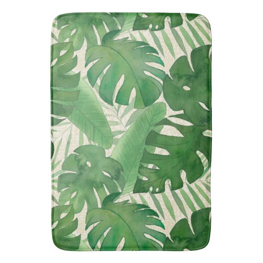 Luana Waterverf Tropisch levendig groen blad Badmat (Voorkant Verticaal)