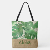 Luana Waterverf tropische bladeren Aloha strandtas Tote Bag (Achterkant)