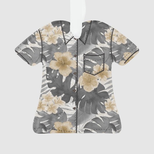 Luana Waterverf Tropische Bloemen Aloha Shirt- Gri Ornament (voorkant)