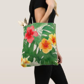 Luana Waterverf Tropische Bloemen Strandtas Tote Bag (Dichtbij)