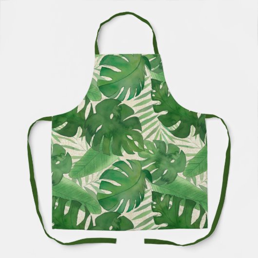 Luana Waterverf Tropische, levendige bladeren Schort (Voorkant)