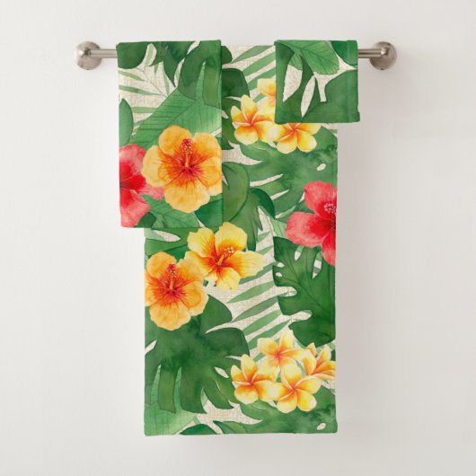 Luana Waterverf Tropische Vivid Floral Bad Handdoek (Insitu)