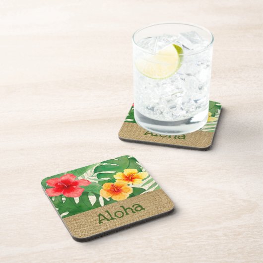 Luana Waterverf Tropische Vivid Floral Bier Onderzetter (Rechterzijde)