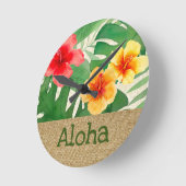 Luana Waterverf Tropische Vivid Floral Ronde Klok (Hoek)