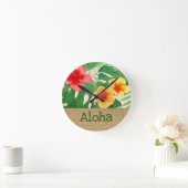 Luana Waterverf Tropische Vivid Floral Ronde Klok (Huis)