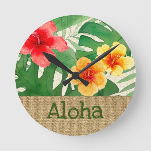 Luana Waterverf Tropische Vivid Floral Ronde Klok (Voorkant)