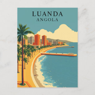 Luanda, Angola Beach Vintage Travel Art Briefkaart