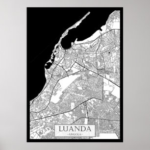 Luanda Angola Kaart Poster