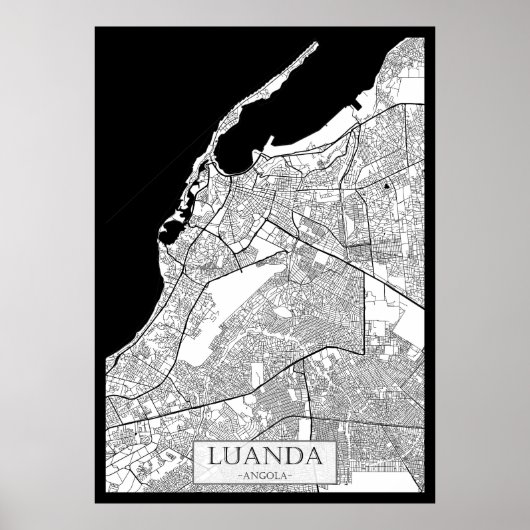 Luanda Angola Kaart Poster (Voorkant)
