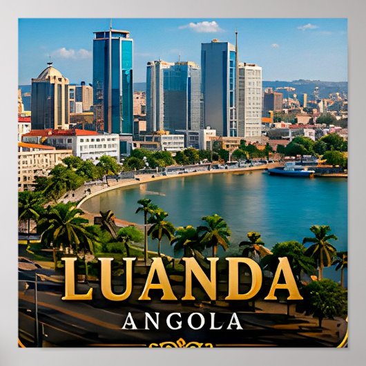 Luanda-baai en moderne Angolese skyline Poster (Voorkant)