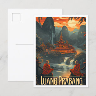 Luang Prabang Laos  kunst reisillustratie Briefkaart