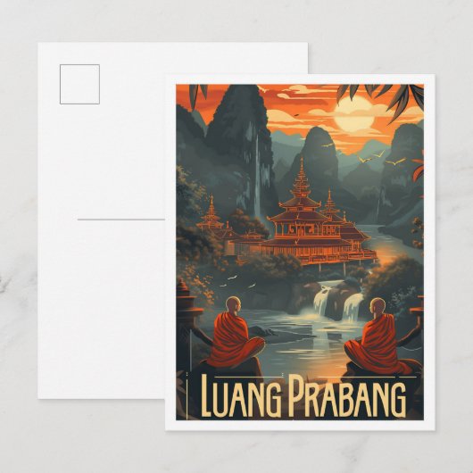 Luang Prabang Laos  kunst reisillustratie Briefkaart (Voorkant / Achterkant)