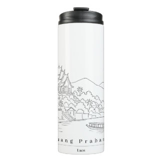 Luang Prabang Laos Minimalistische Lijnkunst Thermosbeker