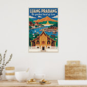Luang Prabang Laos Retro Reisposter Kunst Poster (Keuken)