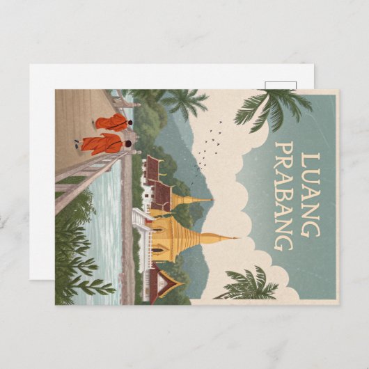 Luang Prabang monniken en tempels Briefkaart (Voorkant / Achterkant)