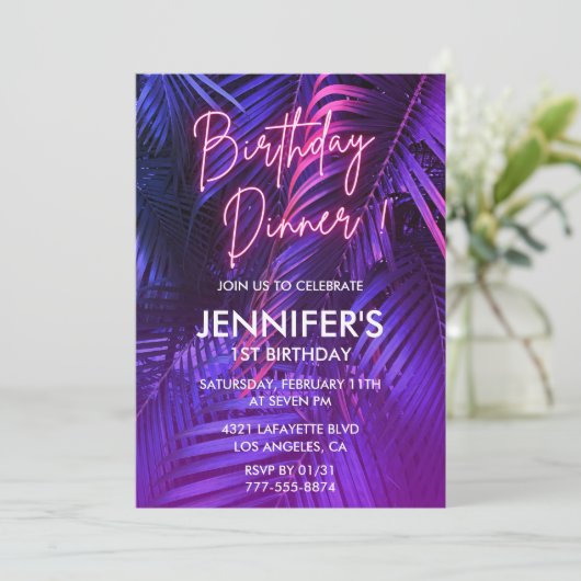 Luau 1e verjaardag uitnodigingen Tropisch diner (Staand voorkant)