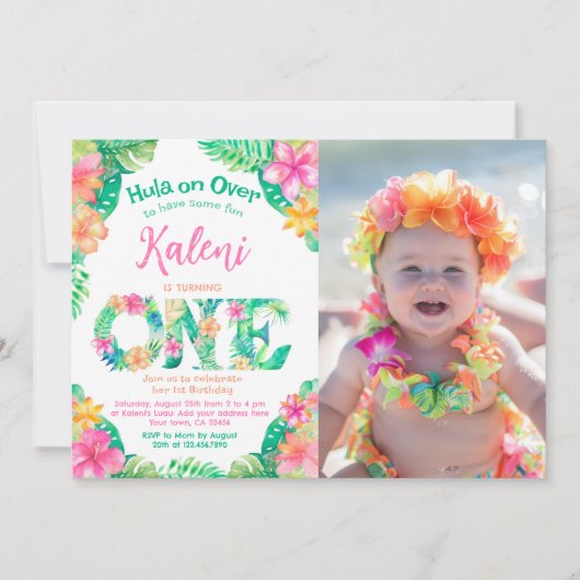 Luau 1st Birthday Kaart (Voorkant)