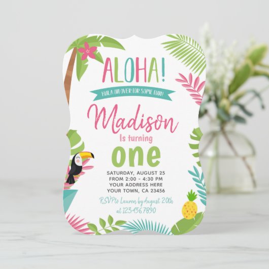 Luau 1st Birthday Kaart (Staand voorkant)