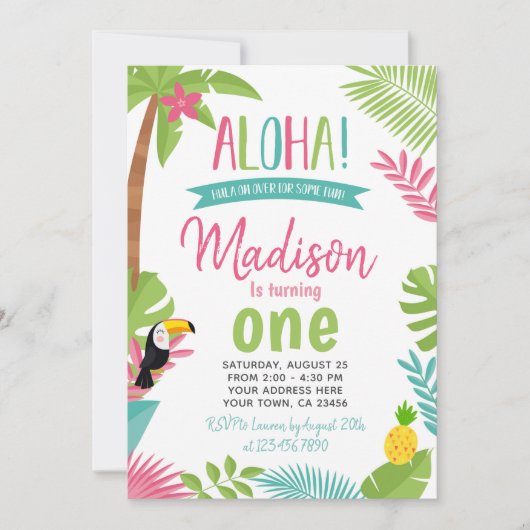 Luau 1st Birthday Kaart (Voorkant)