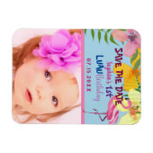 Luau 1ste verjaardag Foto slaat de datum op Magneet (Horizontaal)