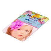 Luau 1ste verjaardag Foto slaat de datum op Magneet (Linkerzijde)