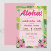 Luau 21st Birthday Party Invitation Kaart (Voorkant / Achterkant)
