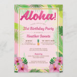 Luau 21st Birthday Party Invitation Kaart<br><div class="desc">Als u aangepaste kleuren of hulp nodig hebt bij het maken van uw ontwerp,  kunt u contact met mij opnemen op zazzlepartydepot@gmail.com. Ik verheug me op het horen van u!</div>