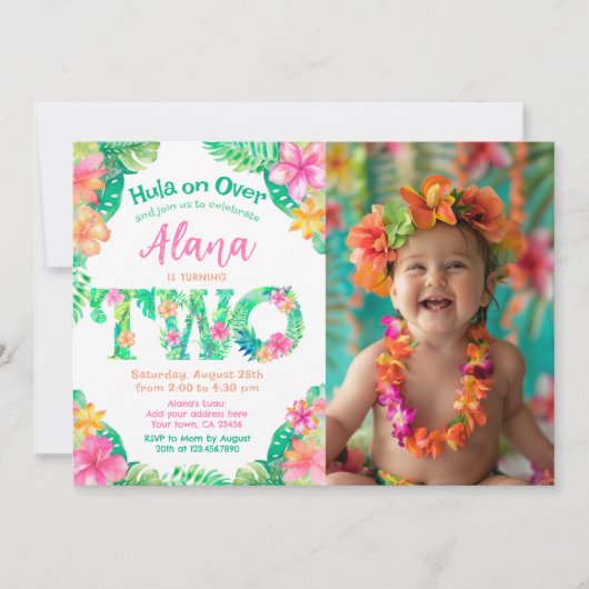 Luau 2e verjaardag kaart (Voorkant)