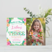 Luau 3e verjaardag kaart (Staand voorkant)