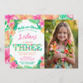 Luau 3e verjaardag kaart (Voorkant / Achterkant)