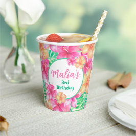 Luau 3e verjaardag papieren bekers