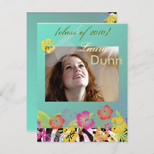 Luau Afstuderen, foto's briefkaarten/doe-het-zelf  Uitnodiging Briefkaart (Voorkant / Achterkant)