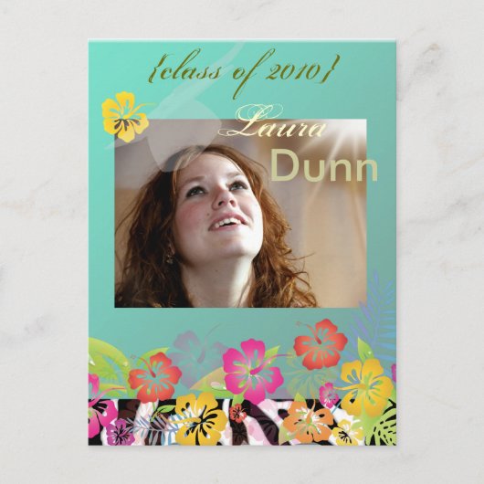 Luau Afstuderen, foto's briefkaarten/doe-het-zelf  Uitnodiging Briefkaart (Voorkant)