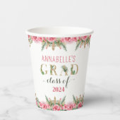 Luau Afstuderen Klasse van 2024 Floral Papieren Bekers (Voorkant)