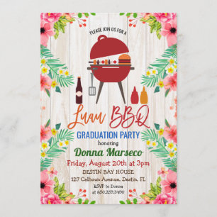 Luau Aloha BBQ Tropische Afstudeeruitnodiging Kaart