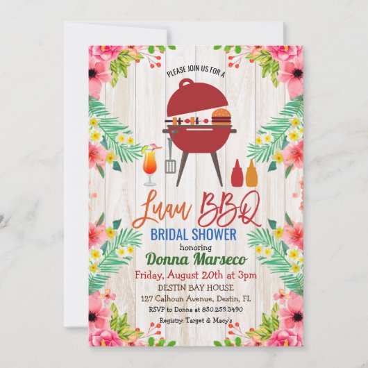 Luau Aloha BBQ Tropische Bruiloft Uitnodiging (Voorkant)
