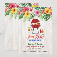 Luau Aloha BBQ Tropische Koppel Bruiloft Uitnodigi
