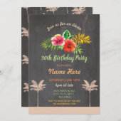 Luau Aloha Chalk Verjaardagsfeest Tropische uitnod Kaart (Voorkant / Achterkant)