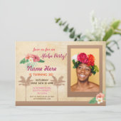 Luau Aloha Foto Verjaardagsfeest Tropische Uitnodi Kaart (Staand voorkant)