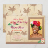 Luau Aloha Foto Verjaardagsfeest Tropische Uitnodi Kaart (Voorkant / Achterkant)