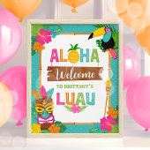 Luau Aloha Hawaiian Tropical Verjaardag Welkom Poster