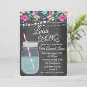 Luau Aloha Mason Jar Invitation Kaart (Staand voorkant)