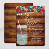 Luau Aloha Mason Jar Invitation Kaart (Voorkant / Achterkant)