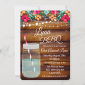 Luau Aloha Mason Jar Invitation Kaart (Voorkant)